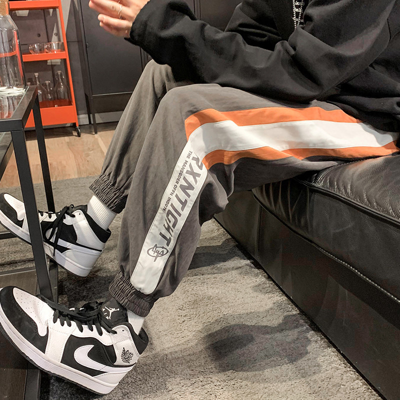 2021秋季休闲拼接男裤韩版直筒束脚裤A2104，男装休闲裤，星座1106-3（原星座1111）