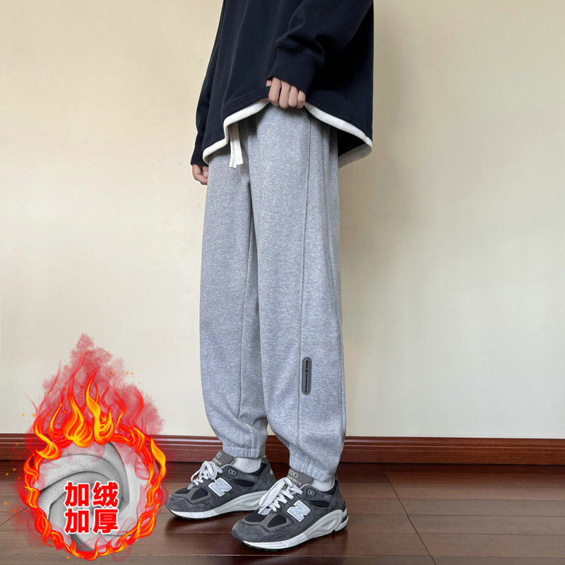 加绒加厚男宽松运动裤直筒束脚潮流休闲裤卫裤K196加绒P48,男装休闲裤,星座1106-3（原星座1111）