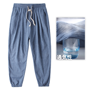 爆款男士薄款阔腿裤宽松棉麻裤子K18P50图片