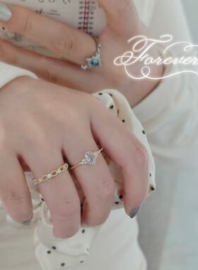 じゅんあい純愛。法式蕾丝浅紫色唯美可爱钻戒指环戒指