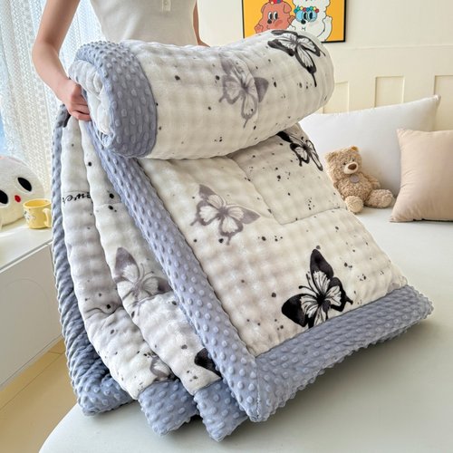 2025新款兔兔绒牛奶绒豆豆被一体成人单双人加厚春秋冬被可机水洗