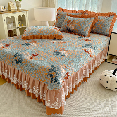 冬季牛奶绒床盖单件加绒加厚炕垫