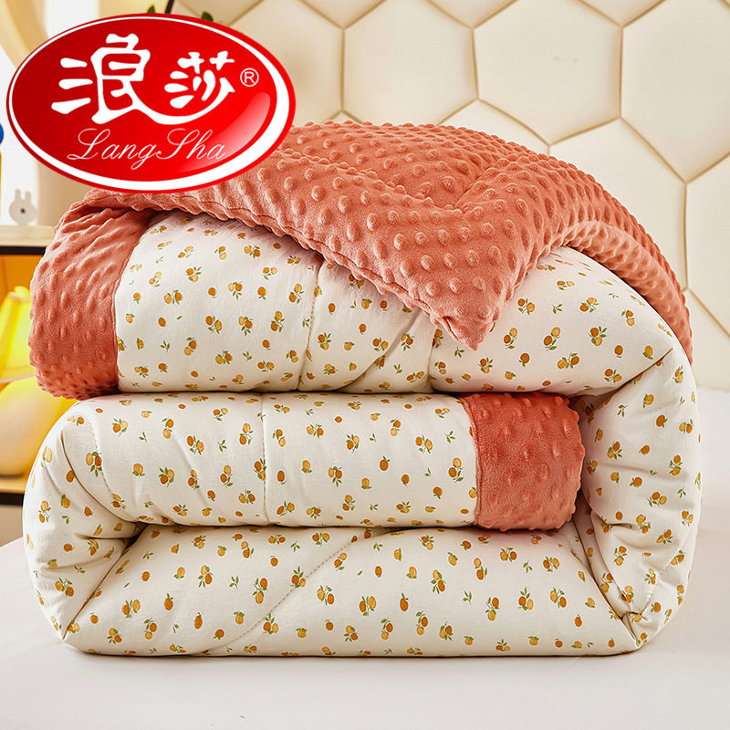 浪莎可机洗豆豆被春秋冬季厚被子单人学生成人大人双人四季通用