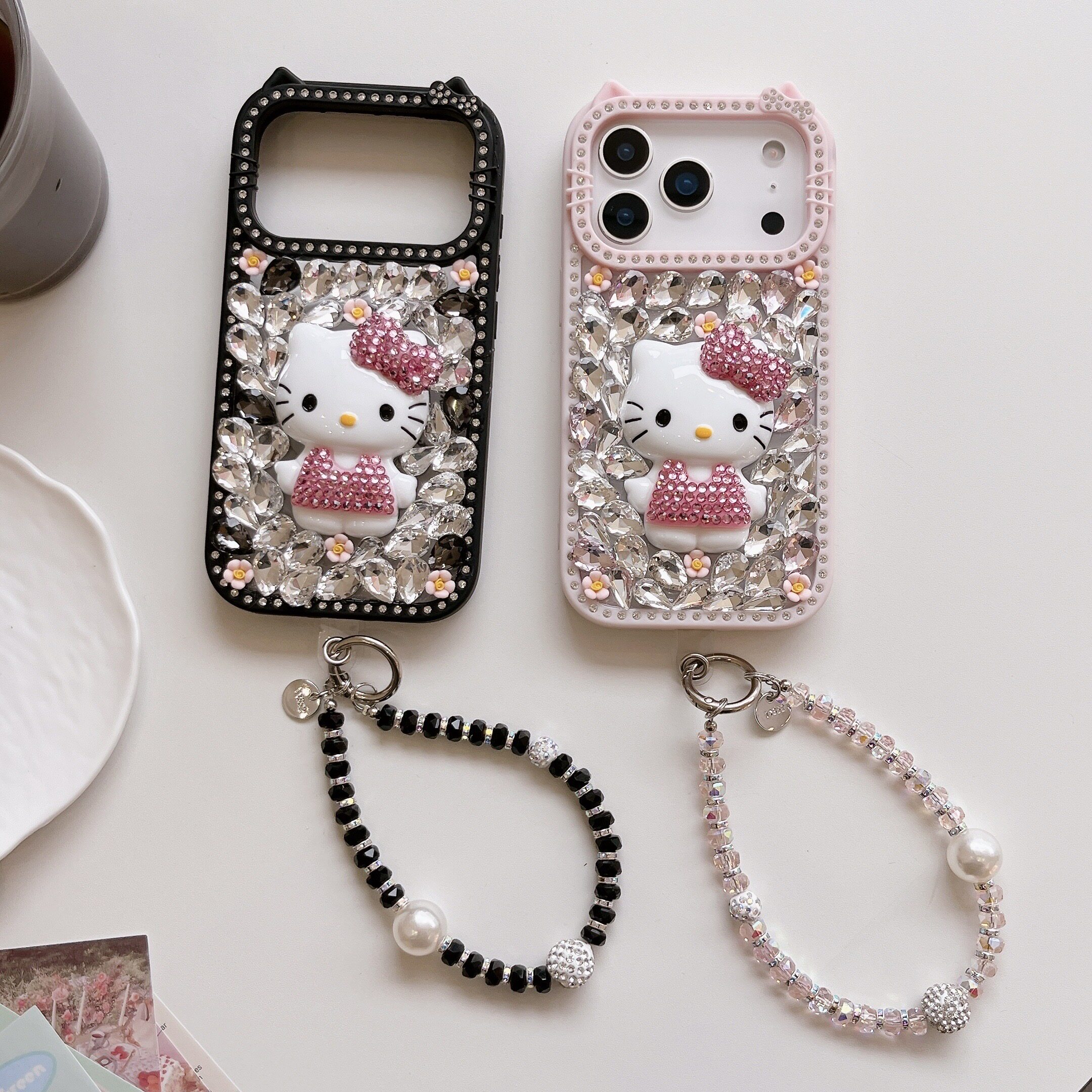 HelloKitty水晶钻石手机壳iPhone保护套带手链挂绳女for iPhone 13/14/15/16/17系列手机壳