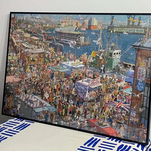 海港小镇2000片拼图框拼图裱框97*69金属相框裱框框实木相框