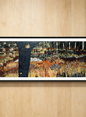 雷诺拼图框瓦1000片95.4*34.9烟如织长条实木相框挂墙拼图裱框