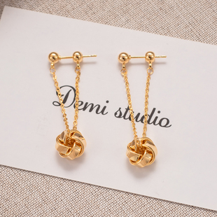 法式金属缠绕流苏耳环女气质简约高级感链条后挂式耳钉独特小众新