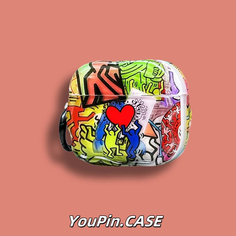 优品卡通艺术涂鸦爱心耳机保护套