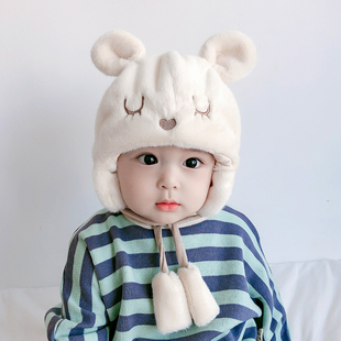 宝宝帽子秋冬季婴儿6个月-3岁1男童女童可爱潮冬天加厚保暖护耳帽