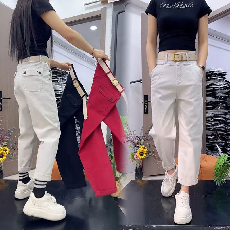 2026春季新款水洗棉休闲裤女小个子宽松显瘦直筒裤时尚个性哈伦裤,女装/女士精品,休闲裤,淘宝优惠券,粉丝福利购,淘宝优惠卷