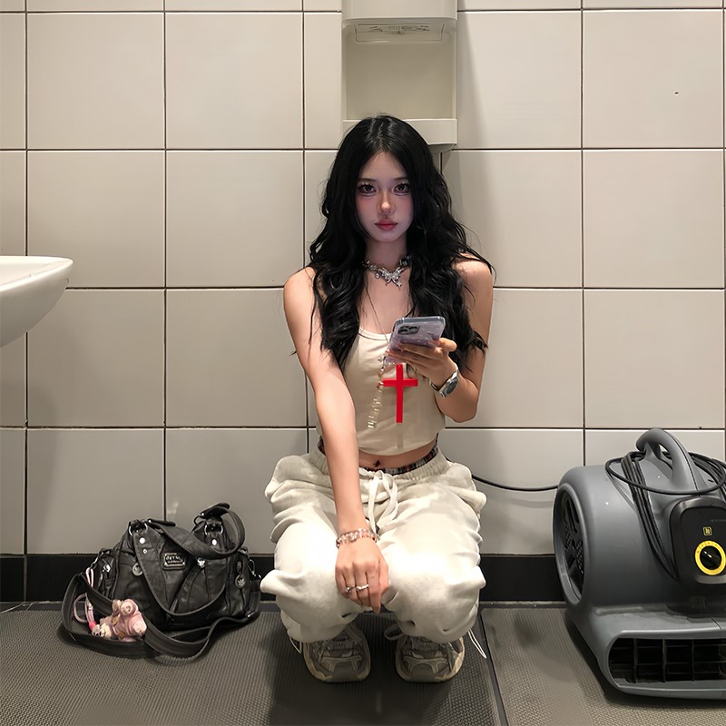 HELIPORT停机坪 格子假两件长裤潮牌男女宽松休闲百搭直筒裤子