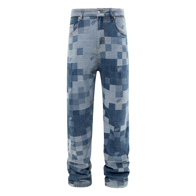 牛仔裤HELIPORT停机坪数码棋盘格