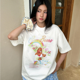 HELIPORT停机坪 x Care Bears联名莫奈花园短袖印花男女宽松T恤