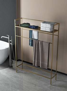 简约浴室落地毛巾架免打孔卫生间立式浴巾架多功能抹布挂架挂衣架