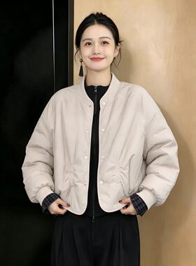 韩版宽松显瘦抽褶长袖大码棉服