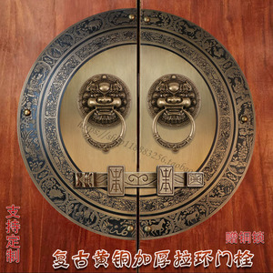 仿古纯铜兽头门环大木门门栓拉手把手麒麟狮子头拉环插销