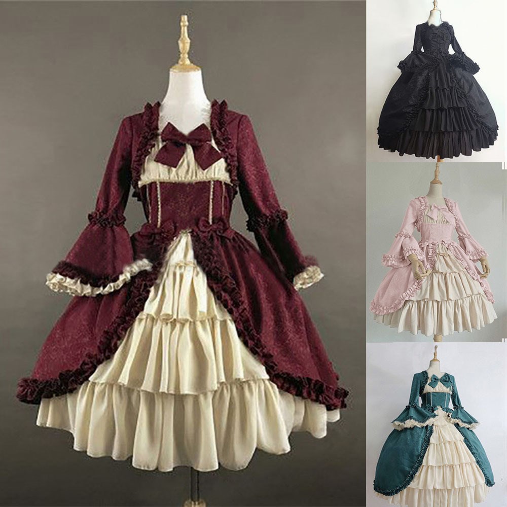 复古哥特方领收腰dress连衣裙