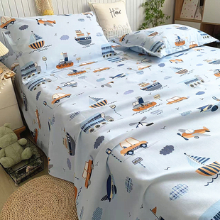 高档新款小熊纯棉老粗布床单加厚全棉帆布儿童卡通榻榻米加大炕单