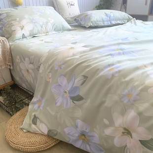 新纯棉被套1.8x2.0全棉床单美式 田园被罩200x230亲肤柔软斜纹活性