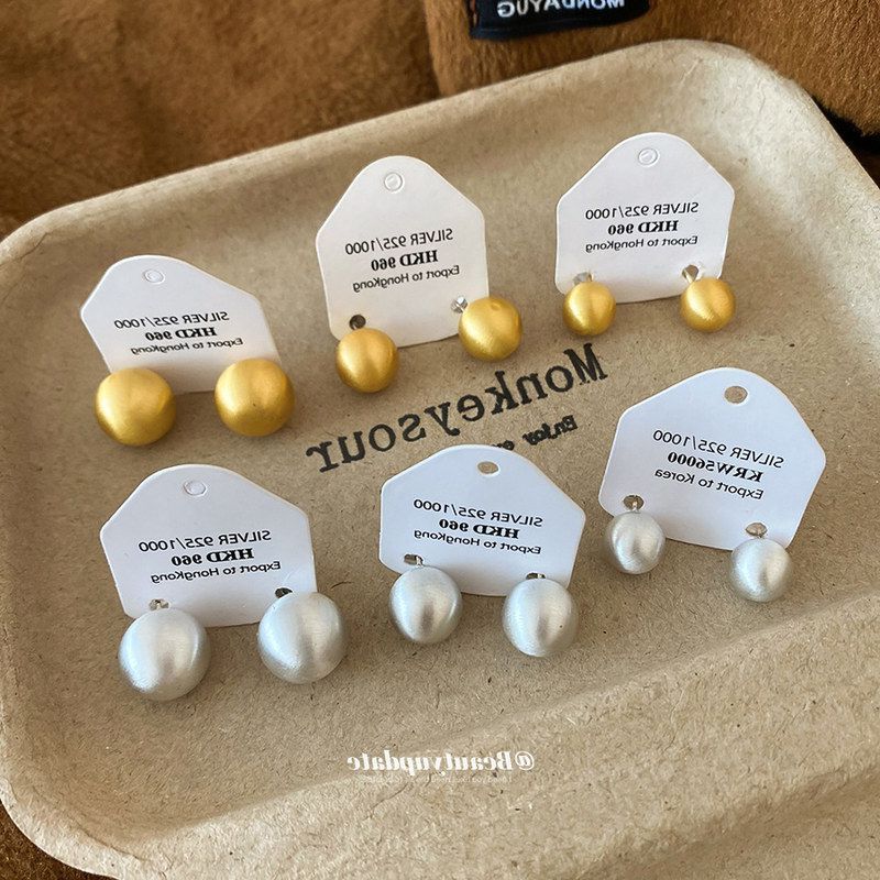 银针拉丝圆形耳钉冷淡风简约气质