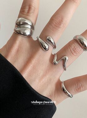 女风小众通勤戒指食指百搭套装