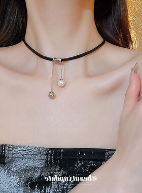 批发甜酷项饰锆石复古风链轻奢珍珠可爱项链松鼠百搭戒指锁骨辣妹