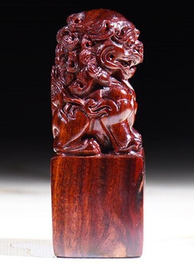 血檀红木瑞兽雕刻钥匙扣