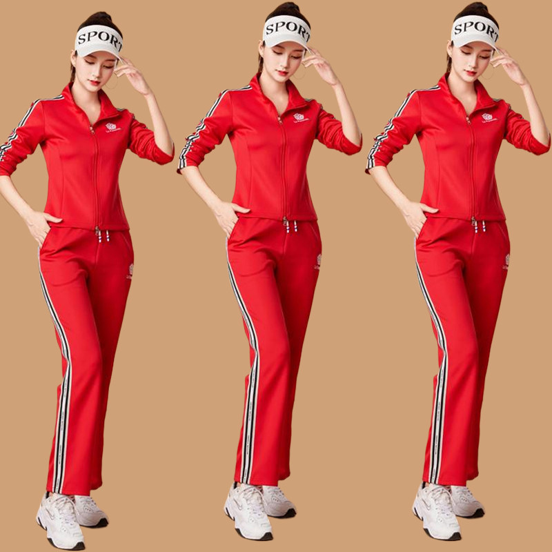 秋季广场舞服装新款运动服套装开衫外套长袖健身团队跳舞演出衣服