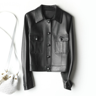今年流行特惠2025海宁新款 皮衣短外套女春秋休闲小个子显瘦机车