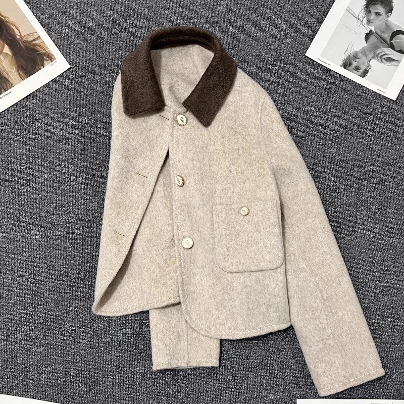 今年流行特惠米色羊毛双面毛呢外套女2025年新款秋冬POLO领高级感,女装/女士精品,西装,淘宝优惠券,粉丝福利购,淘宝优惠卷