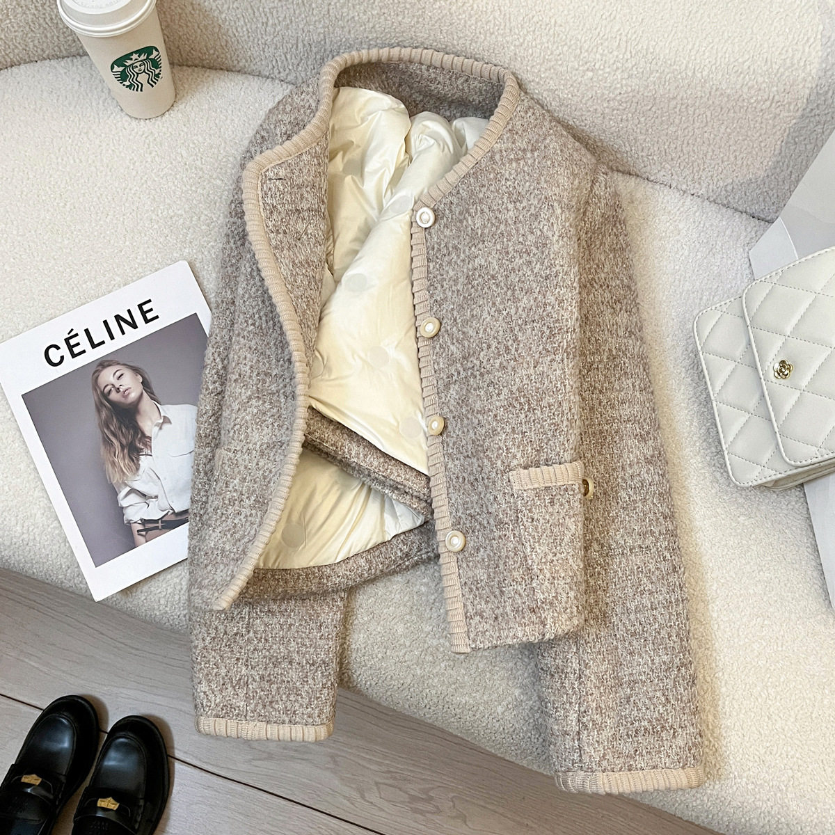 今年流行特惠米灰色小香风内里羽绒短款外套女2025新款冬季时尚,女装/女士精品,短外套,淘宝优惠券,粉丝福利购,淘宝优惠卷