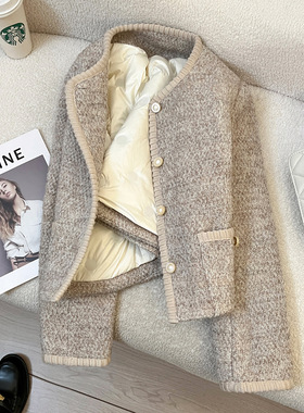 今年流行特惠米灰色小香风内里羽绒短款外套女2025新款冬季时尚