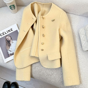 今年流行特惠黄色法式羊绒双面呢小香风短外套女2026新款春季高端