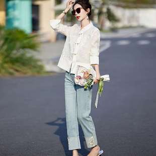 白色刺 外套女2024春夏新款 时尚 小香风短款 高端品牌新中式 国风薄款