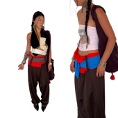 STAINFACE原创设计民族风复古百搭宽松显瘦弯刀阔腿裤