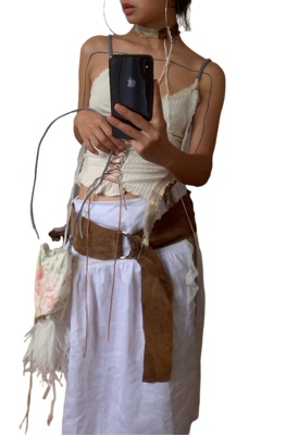 流浪废土嬉皮风真皮猪皮腰带