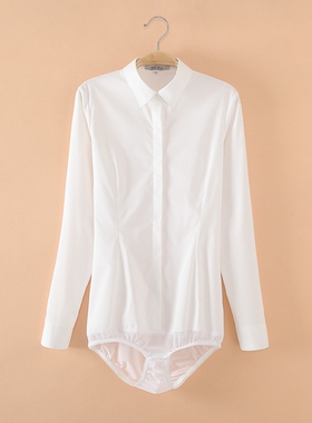 清仓 折扣   职业连体衬衫连裤衬衣女弹力棉长袖七分袖短袖