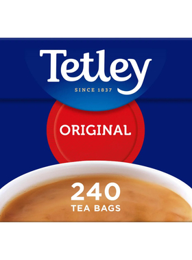 清仓英国tetley泰特利奶茶博士红茶black tea原味240包加量版盒装