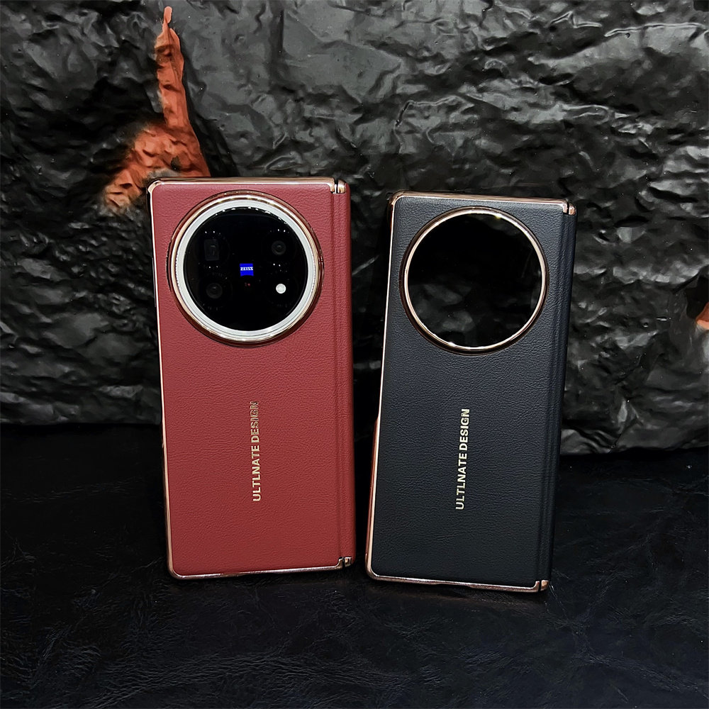 适用于vivoXFold5新款折叠屏秒变非凡大师高端奢华素皮手机壳xfold3pro中轴保护铰链高级感防摔保护套男女款