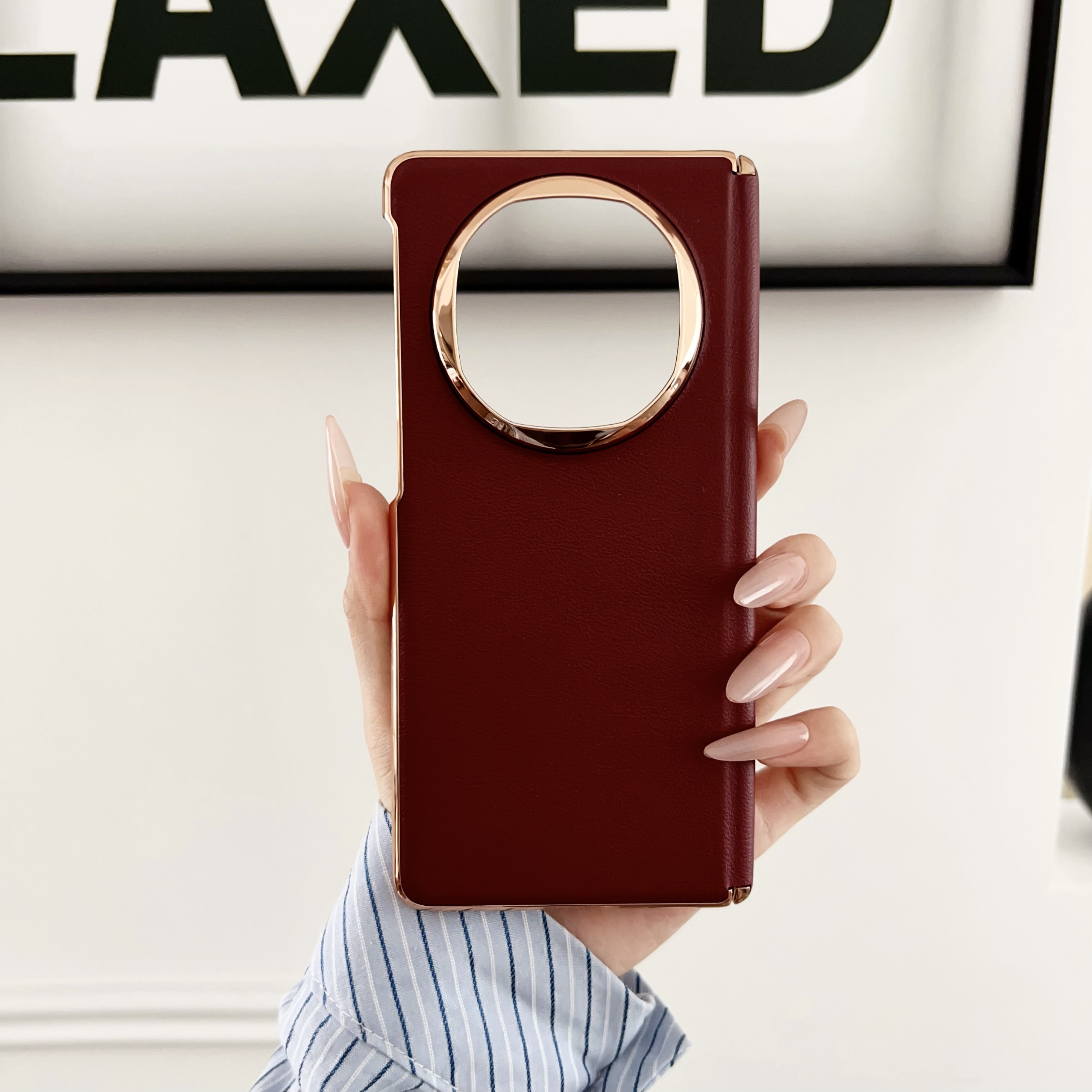 适用华为matex6手机壳套电镀素皮x5新款碳纤维纹MateX3中轴保护纯