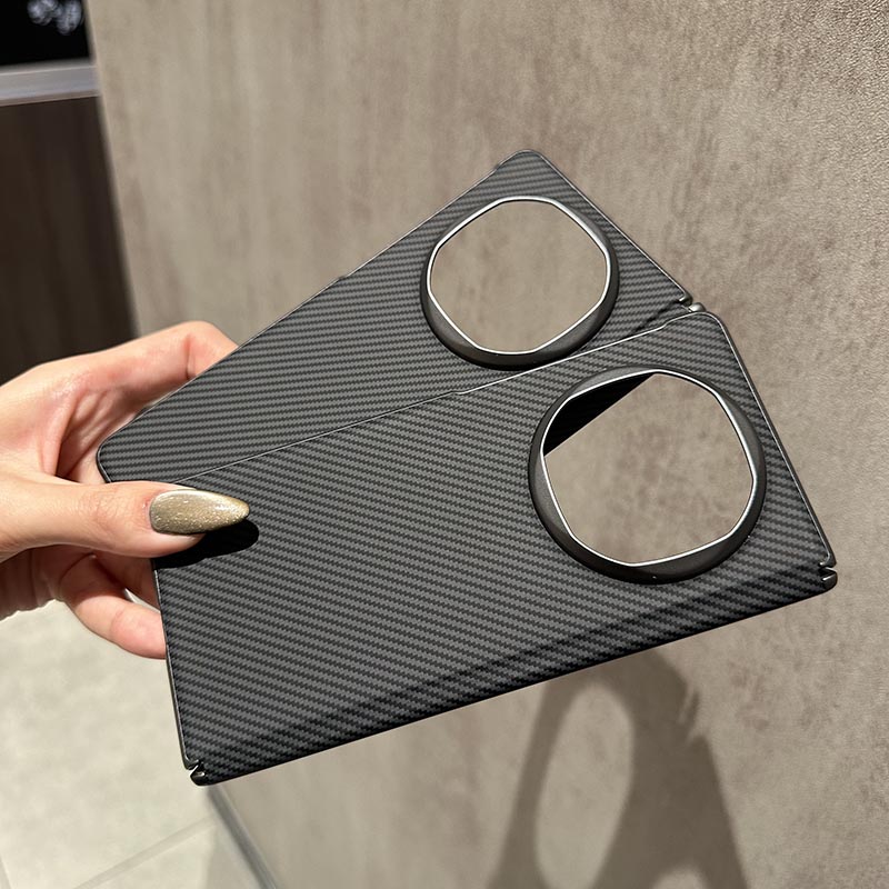 适用华为Matex6折叠屏保护套个性新款磁吸中轴凯夫拉碳纤维纹皮革