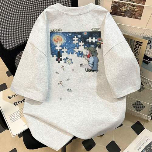 印花短袖T恤男夏季纯棉圆领上衣