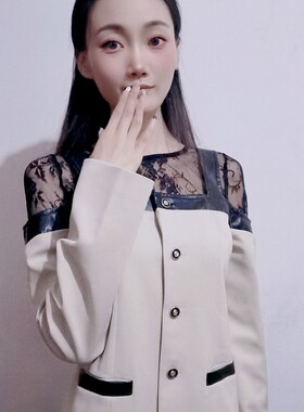 22秋装上新小心机韩系拼色设计露肩吊带连衣裙+蕾丝圆领内搭上衣