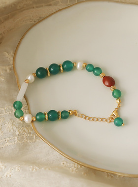 XKDDCT夏季天然石绿水晶玛瑙手链