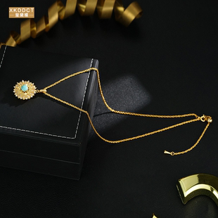 XKDDCT新款 全 欧美风复古高级感石太阳花小众设计项链XbV2E铜女式
