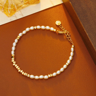 XKDDCT韩版流行金色碎银子手链百搭仿珍珠手串小众设计精致轻奢手