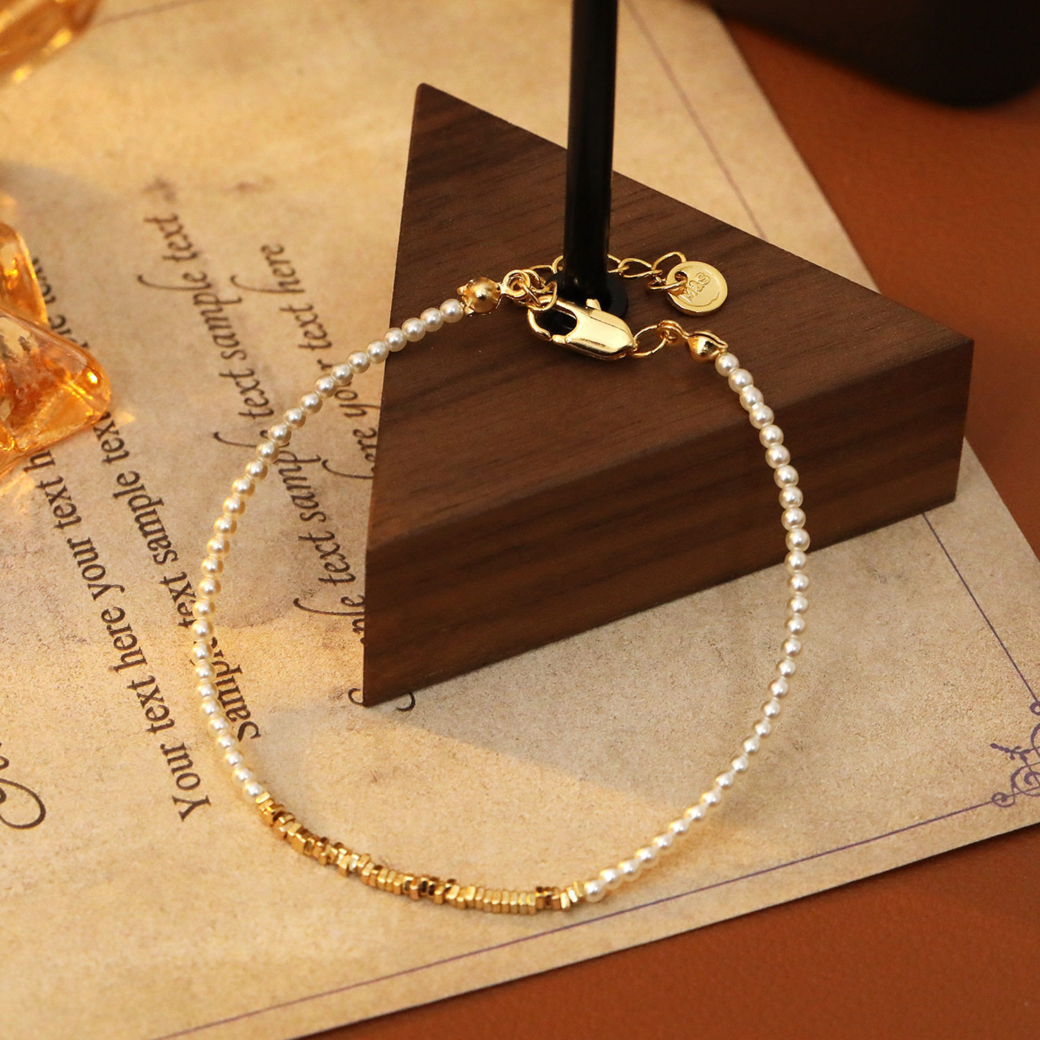 XKDDCT施家正圆极细澳白珍珠手链