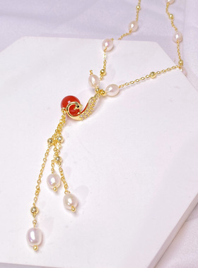 XKDDCT新款天然淡水珍珠项链玛瑙