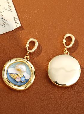 XKDDCT新款新中式莫奈油画吊坠