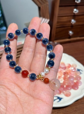 XKDDCT新款天然8MM蓝溏心玛瑙手